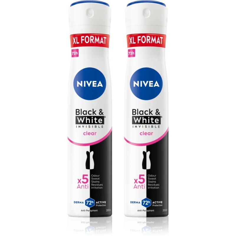 Nivea Black & White Invisible Clear antiperspirant v pršilu ugodno pakiranje