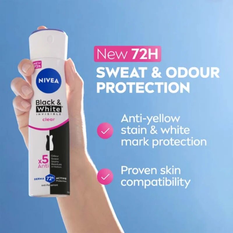 Nivea Black & White Invisible Clear antiperspirant v pršilu ugodno pakiranje