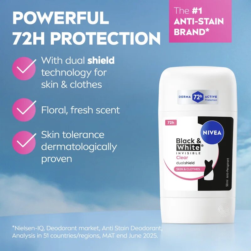 Nivea Black & White Invisible Clear trdi antiperspirant 50 ml