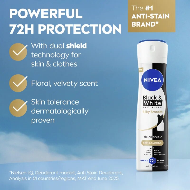 Nivea Black & White Invisible Silky Smooth antiperspirant v pršilu za ženske 200 ml