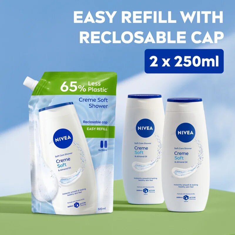 Nivea Creme Soft kremasti gel za prhanje nadomestno polnilo 500 ml