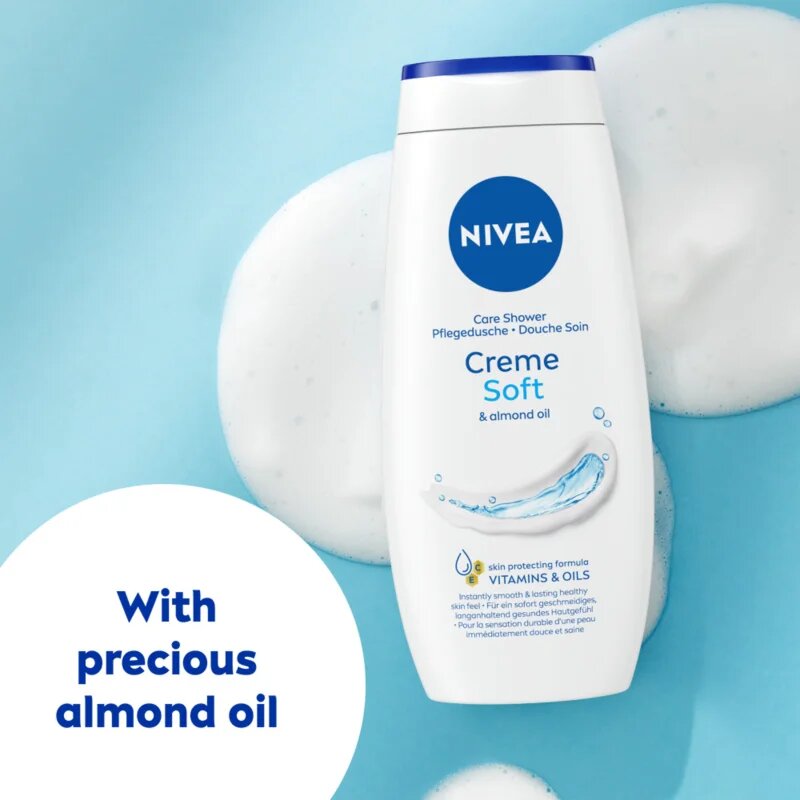 Nivea Creme Soft negovalni gel za prhanje ugodno pakiranje 2 x 500 ml