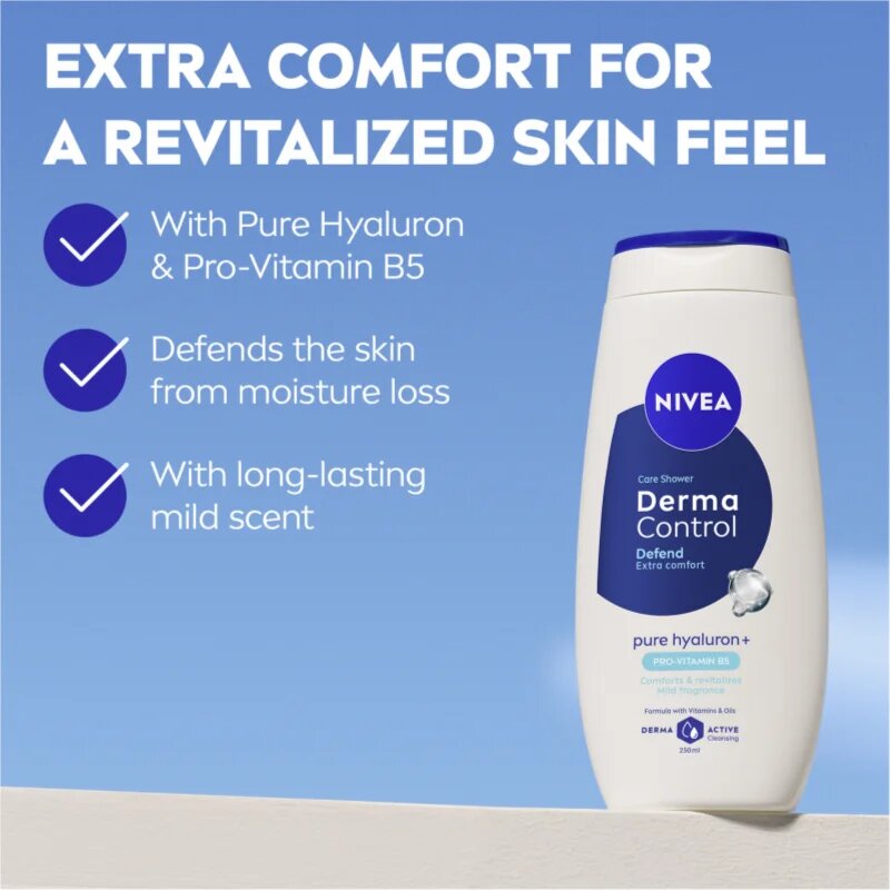 Nivea Derma Control Defend negovalni gel za prhanje s hialuronsko kislino 500 ml