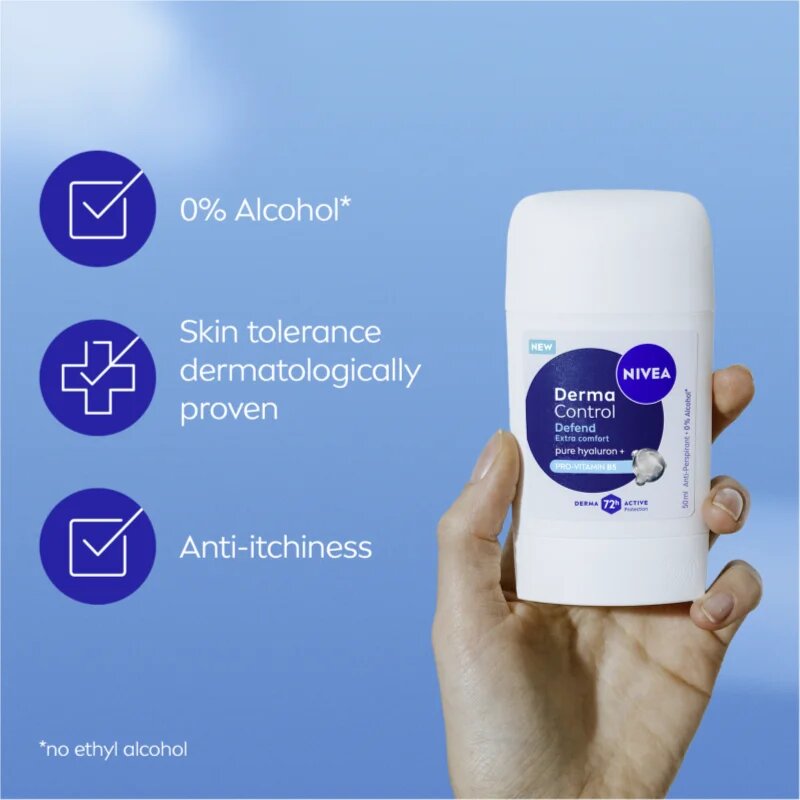 Nivea Derma Control Defend trdi antiperspirant za razdraženo kožo 50 ml