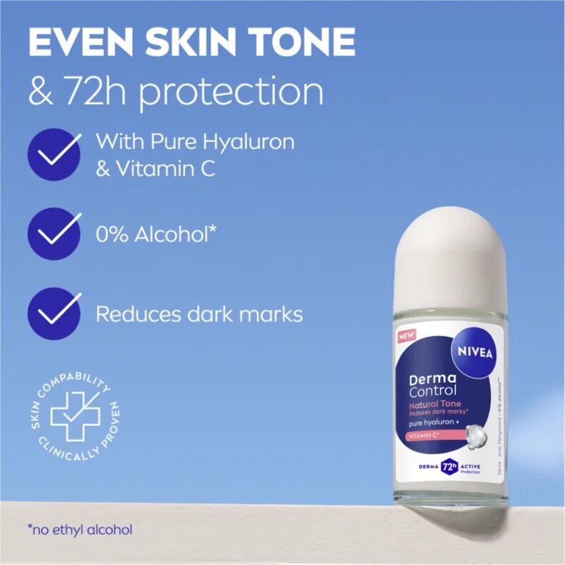 Nivea Derma Control Natural Tone anti-transpirant roll-on proti temnim madežem 50 ml