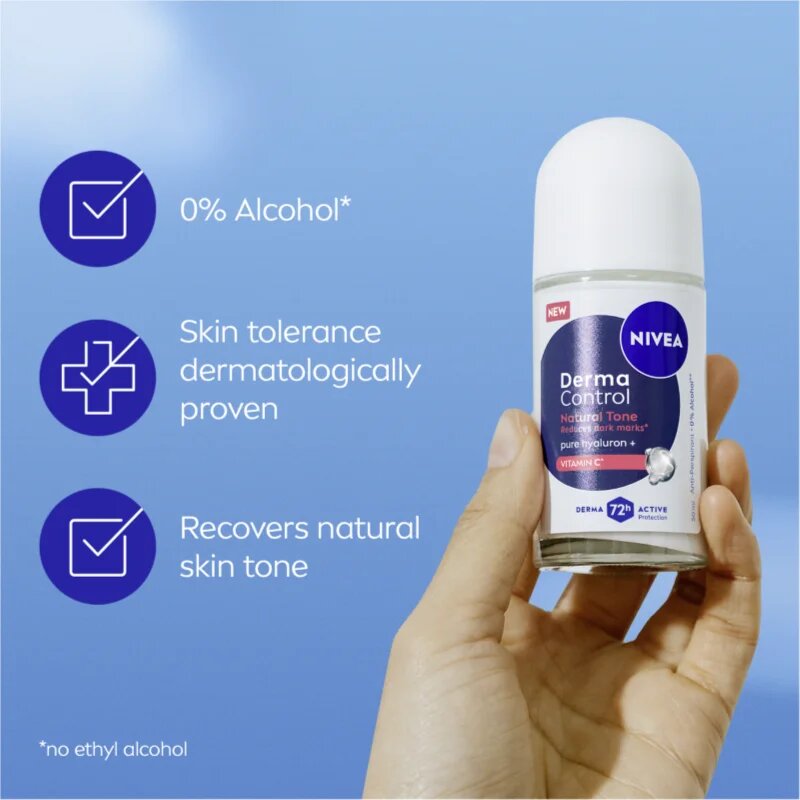 Nivea Derma Control Natural Tone anti-transpirant roll-on proti temnim madežem 50 ml