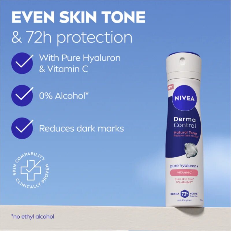Nivea Derma Control Natural Tone antiperspirant v pršilu proti temnim madežem 150 ml