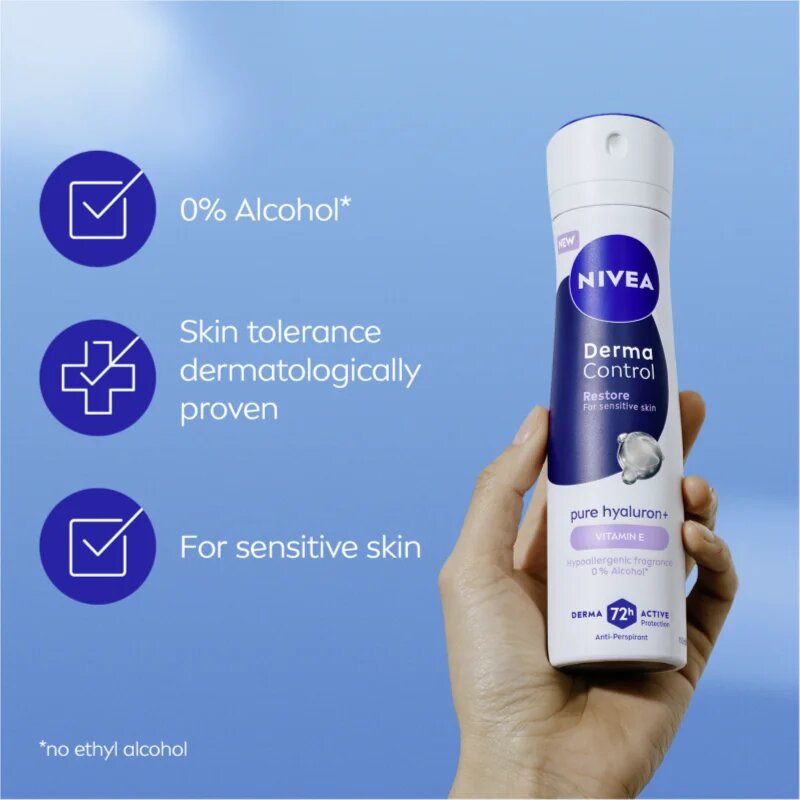 Nivea Derma Control Restore antiperspirant v pršilu za občutljivo kožo 150 ml