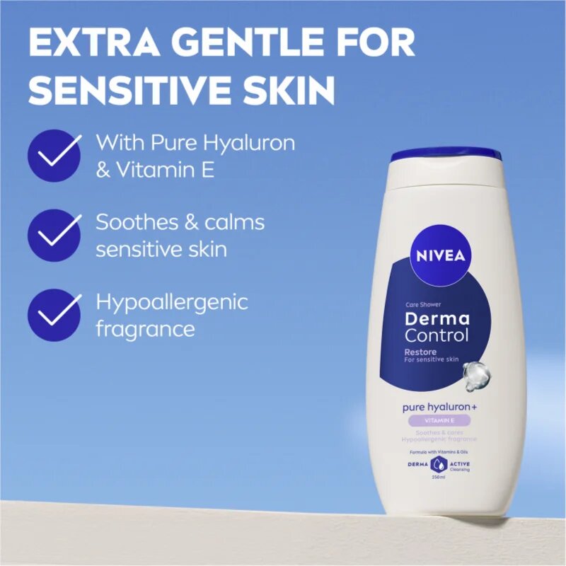 Nivea Derma Control Restore vlažilen gel za prhanje s hialuronsko kislino 250 ml