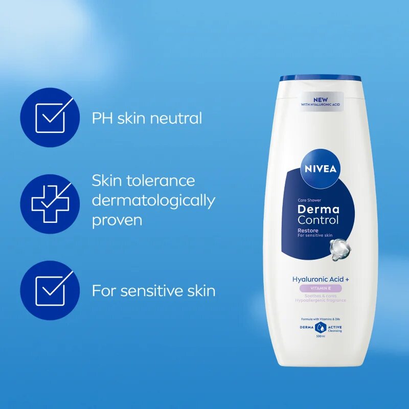 Nivea Derma Control Restore vlažilen gel za prhanje s hialuronsko kislino 500 ml