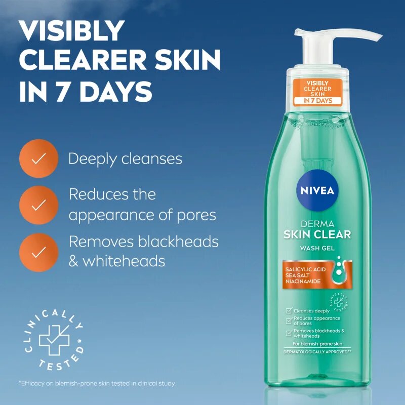 Nivea Derma Skin Clear čistilni gel za obraz 150 ml
