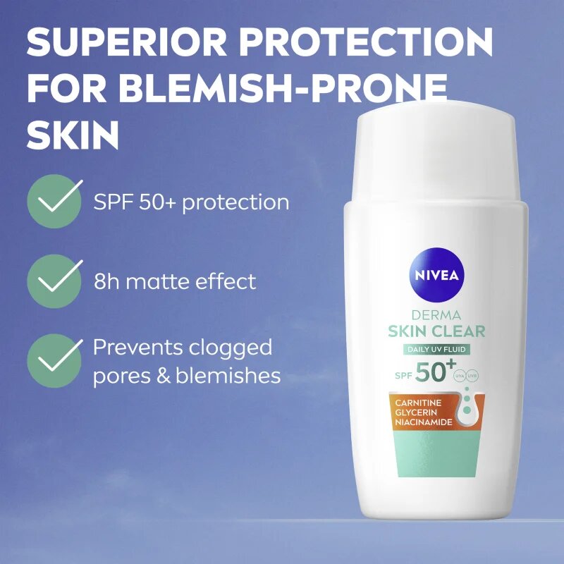 Nivea Derma Skin Clear lahki zaščitni fluid SPF 50+ 40 ml