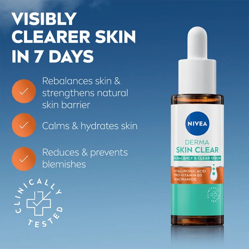 Nivea Derma Skin Clear obnovitveni serum za obraz za problematično kožo 30 ml