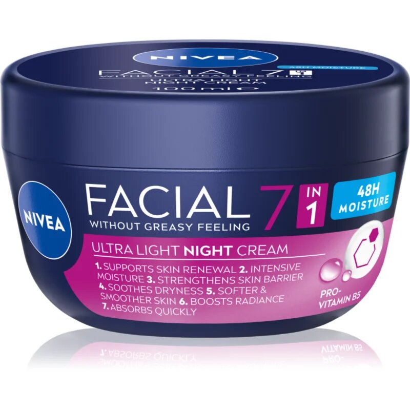 Nivea Facial Night lahka nočna krema 7 v 1 100 ml