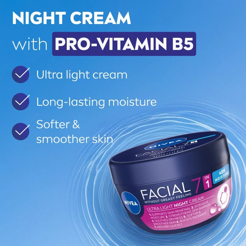 Nivea Facial Night lahka nočna krema 7 v 1 100 ml