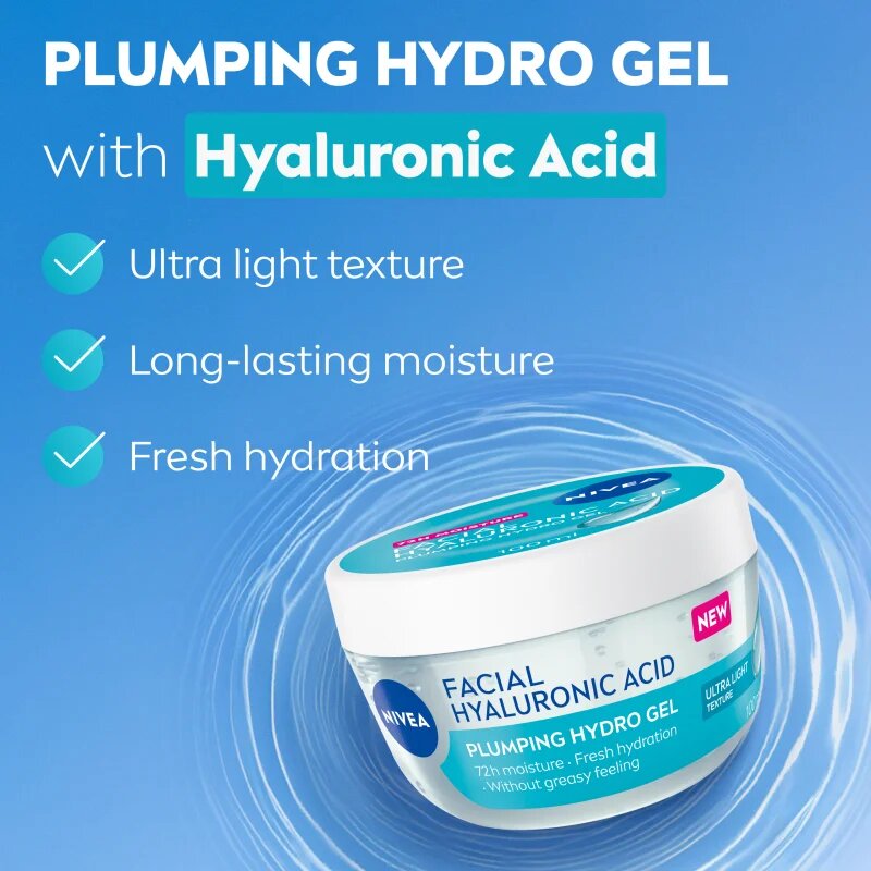 Nivea Facial Plumping Hydro Gel vlažilni gel za obraz s hialuronsko kislino 100 ml