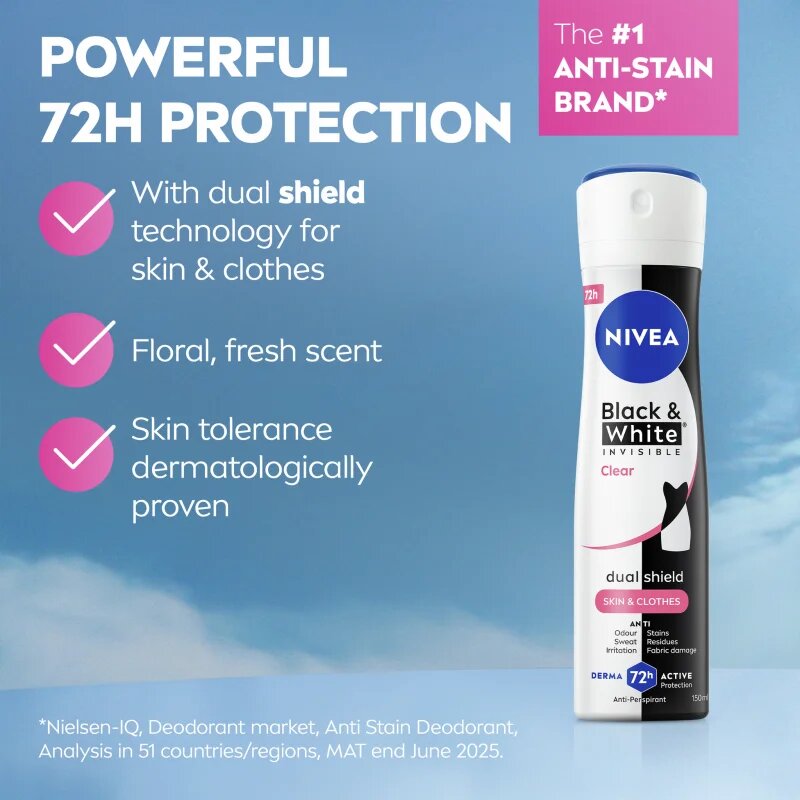 Nivea Invisible Black & White Clear antiperspirant v pršilu za ženske 150 ml