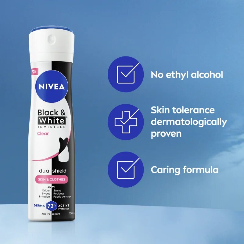 Nivea Invisible Black & White Clear antiperspirant v pršilu za ženske 150 ml