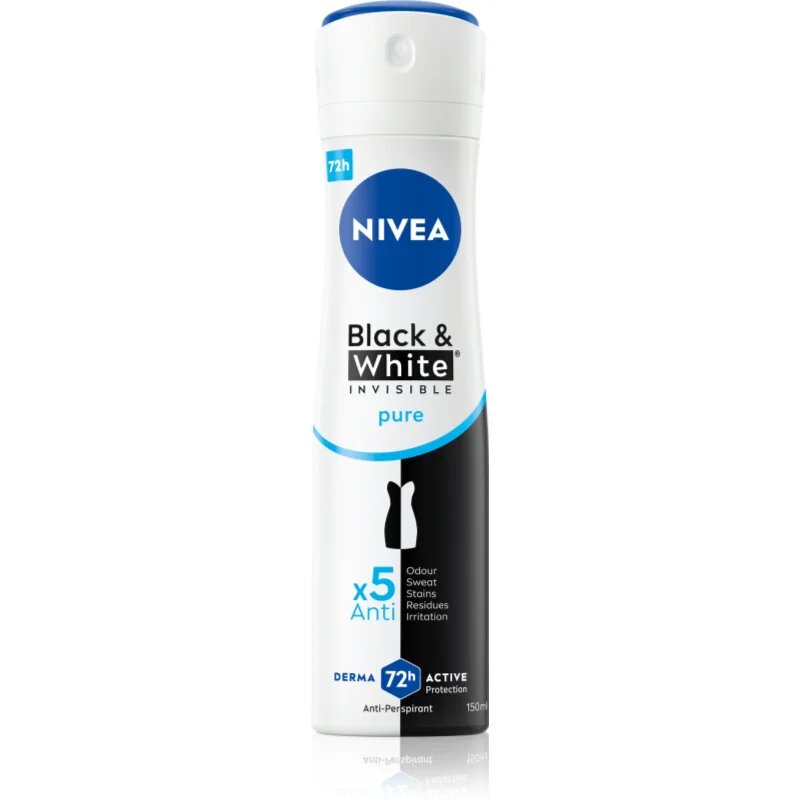 Nivea Invisible Black & White Pure antiperspirant in deodorant proti belim in rumenim madežem 150 ml