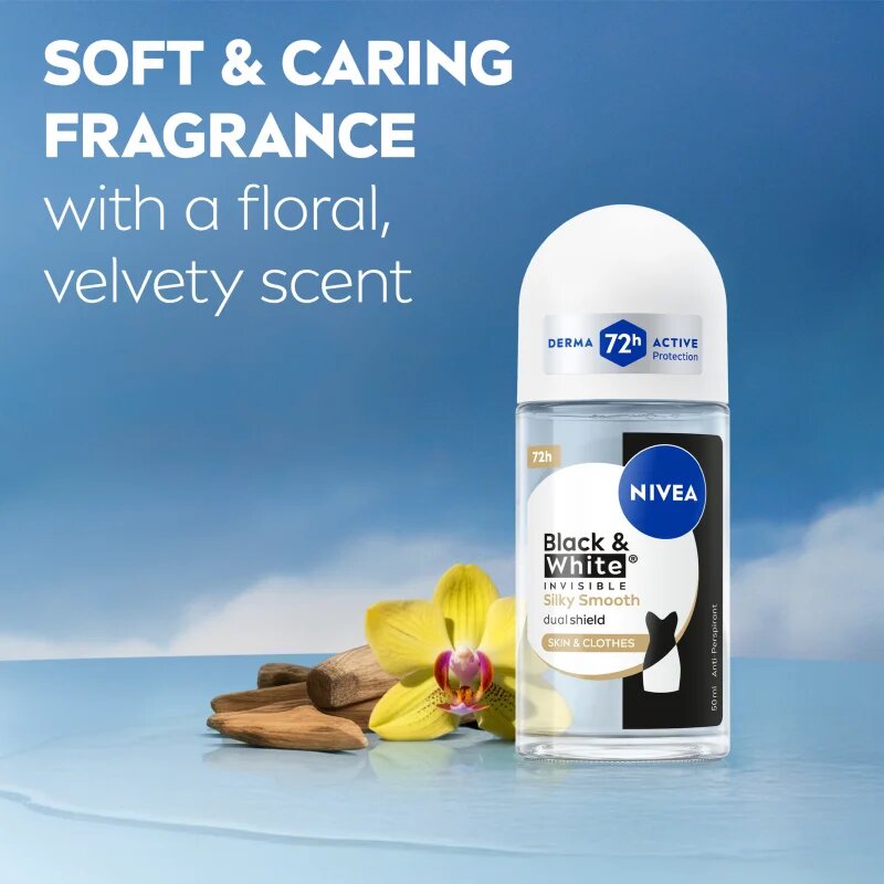 Nivea Invisible Black & White Silky Smooth anti-transpirant roll-on za ženske 50 ml