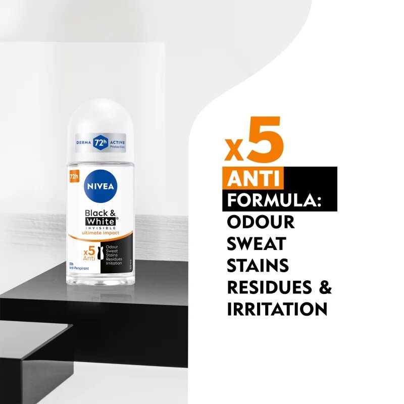 Nivea Invisible Black & White Ultimate Impact anti-transpirant roll-on za ženske 50 ml
