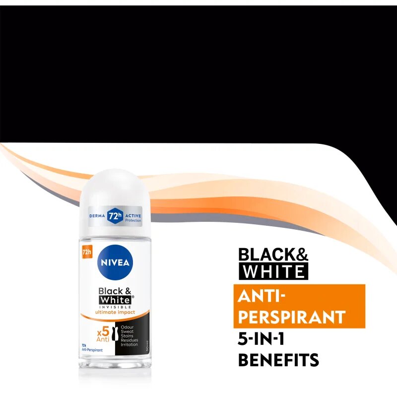 Nivea Invisible Black & White Ultimate Impact anti-transpirant roll-on za ženske 50 ml