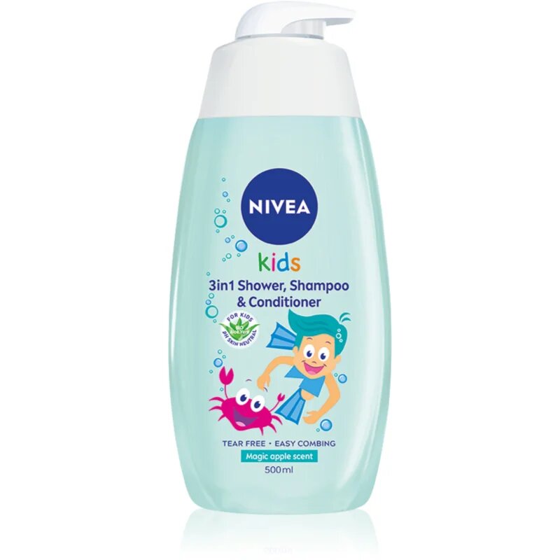 Nivea Kids Magic Apple nežni gel za prhanje in šampon za otroke 3v1 500 ml