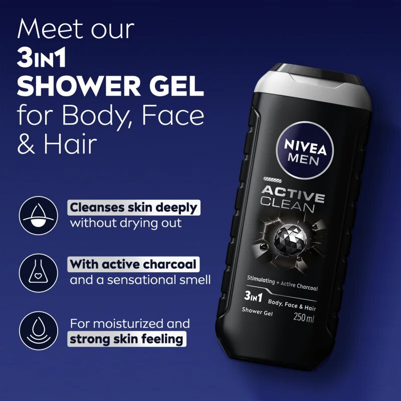 Nivea MEN Active Clean gel za prhanje za moške 500 ml
