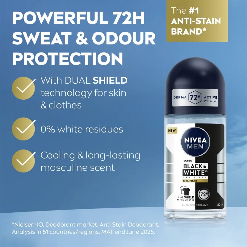 Nivea MEN Black & White Epic Night anti-transpirant roll-on 72 ur 50 ml