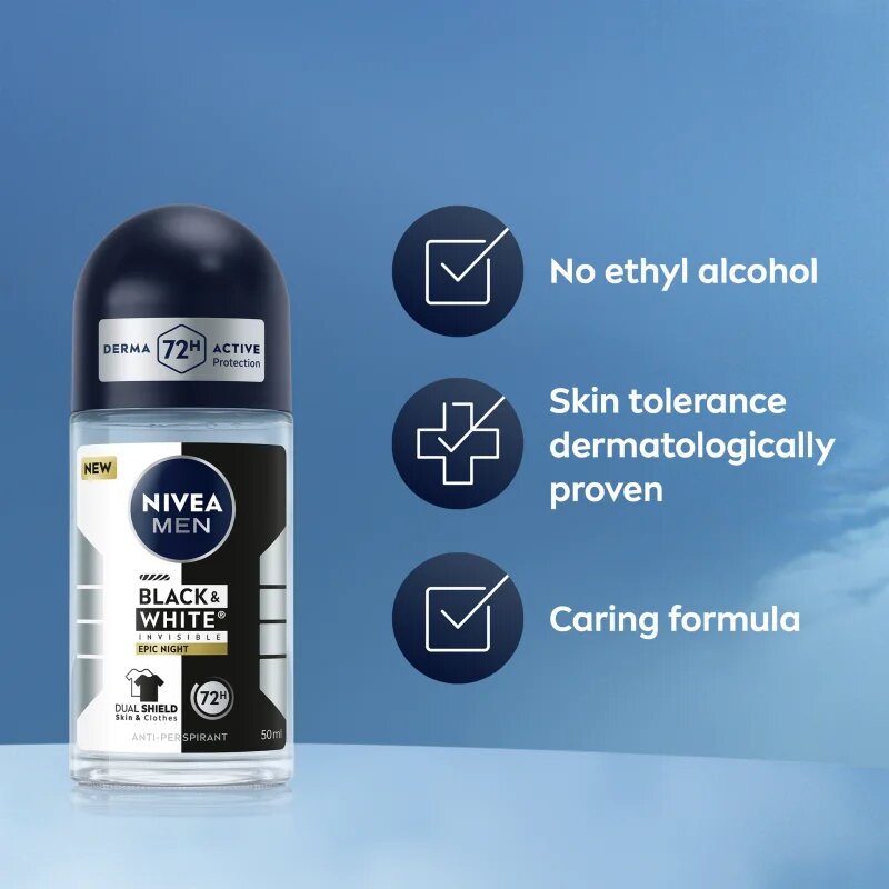 Nivea MEN Black & White Epic Night anti-transpirant roll-on 72 ur 50 ml