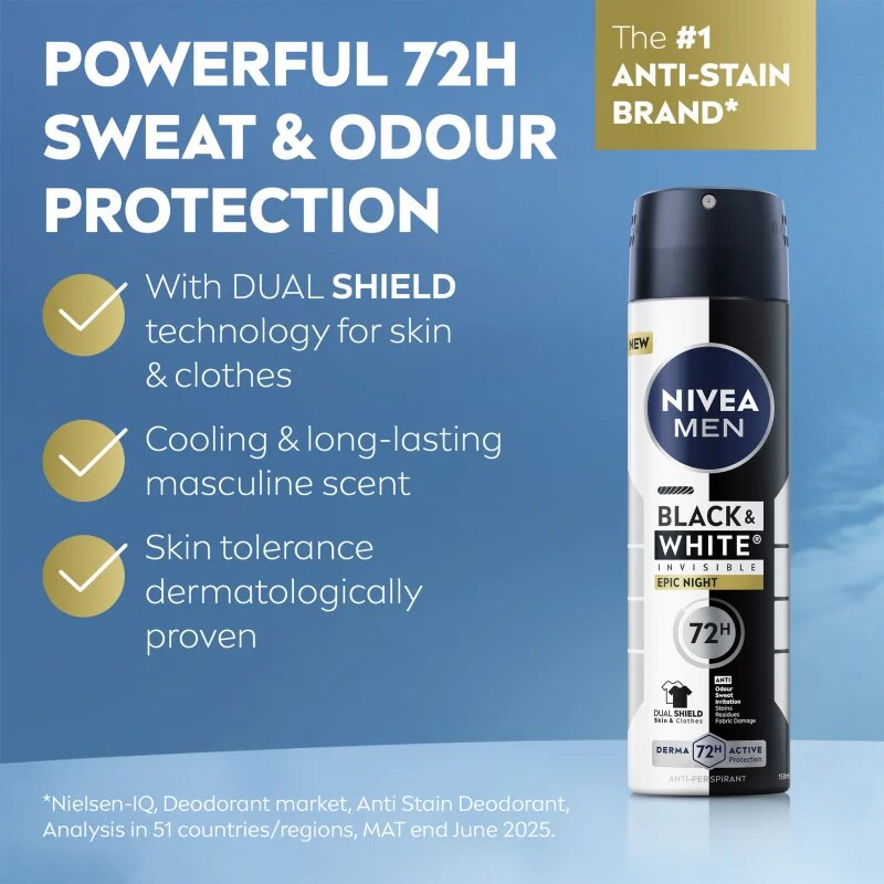 Nivea MEN Black & White Epic Night antiperspirant v pršilu za moške 200 ml