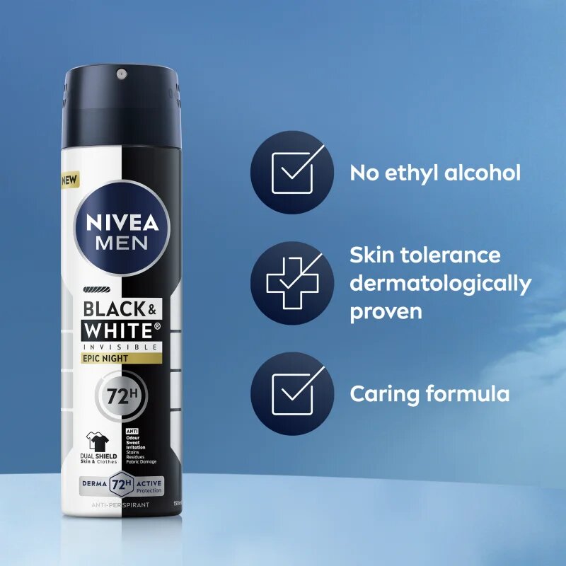 Nivea MEN Black & White Epic Night antiperspirant v pršilu za moške 200 ml