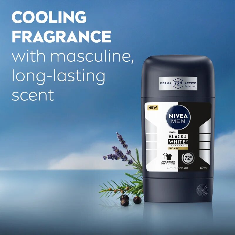 Nivea MEN Black & White Epic Night trdi antiperspirant za moške 50 ml