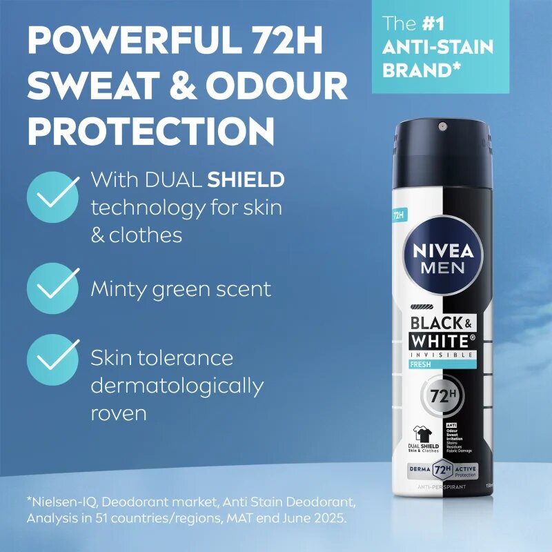 Nivea MEN Black & White Fresh antiperspirant v pršilu 200 ml