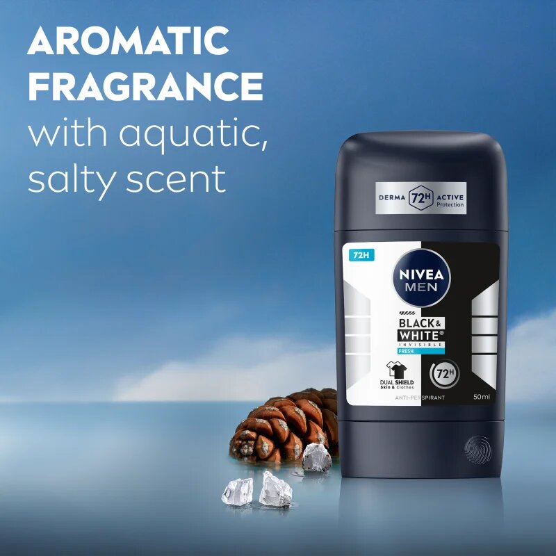 Nivea MEN Black & White Invisible Fresh trdi antiperspirant za moške 50 ml