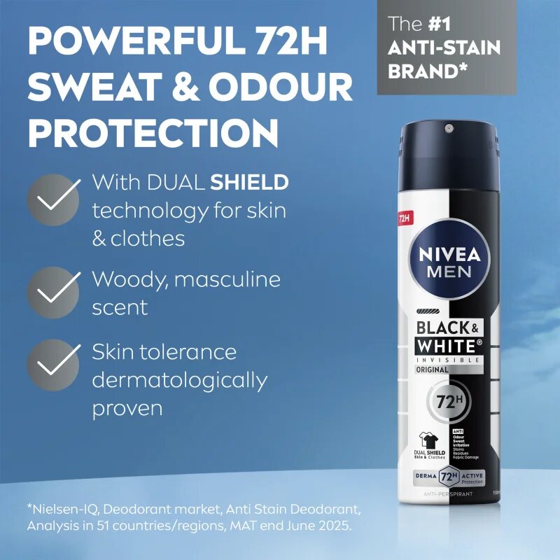 Nivea Men Black & White Invisible Original antiperspirant v pršilu za moške 200 ml