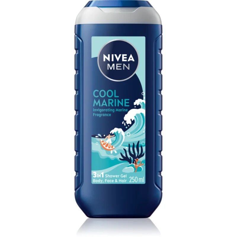 Nivea MEN Cool Marine gel za prhanje za telo in lase 250 ml
