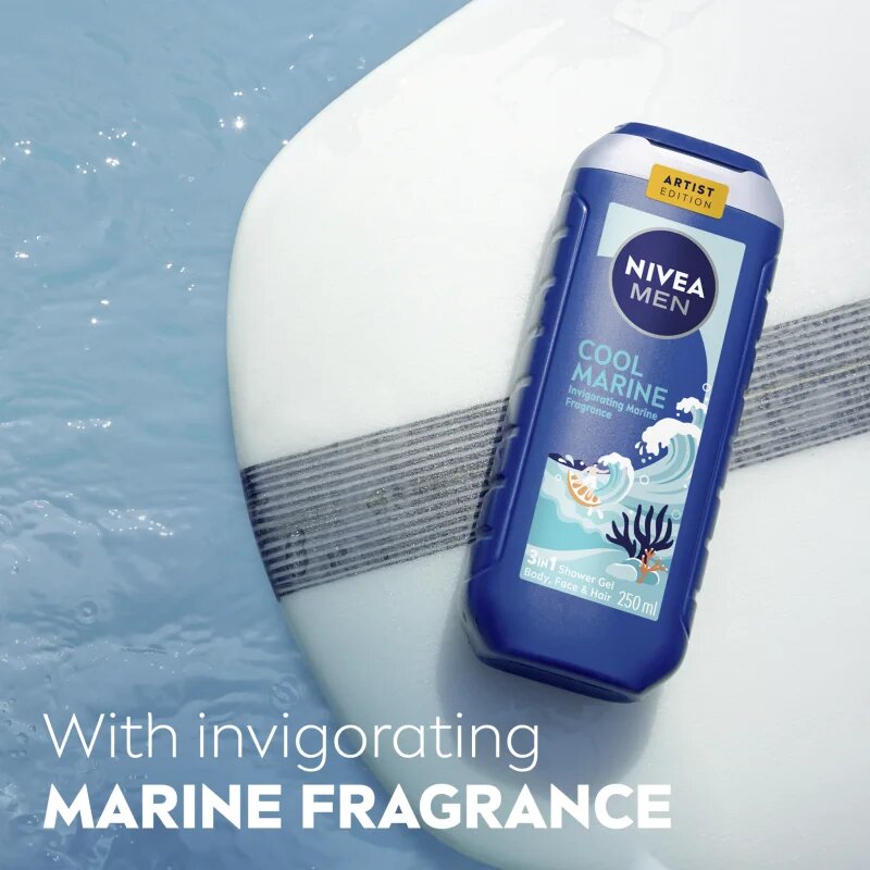 Nivea MEN Cool Marine gel za prhanje za telo in lase 250 ml