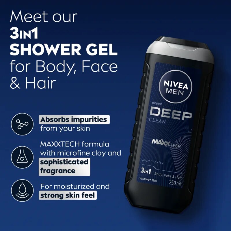 Nivea MEN Deep gel za prhanje za moške 250 ml