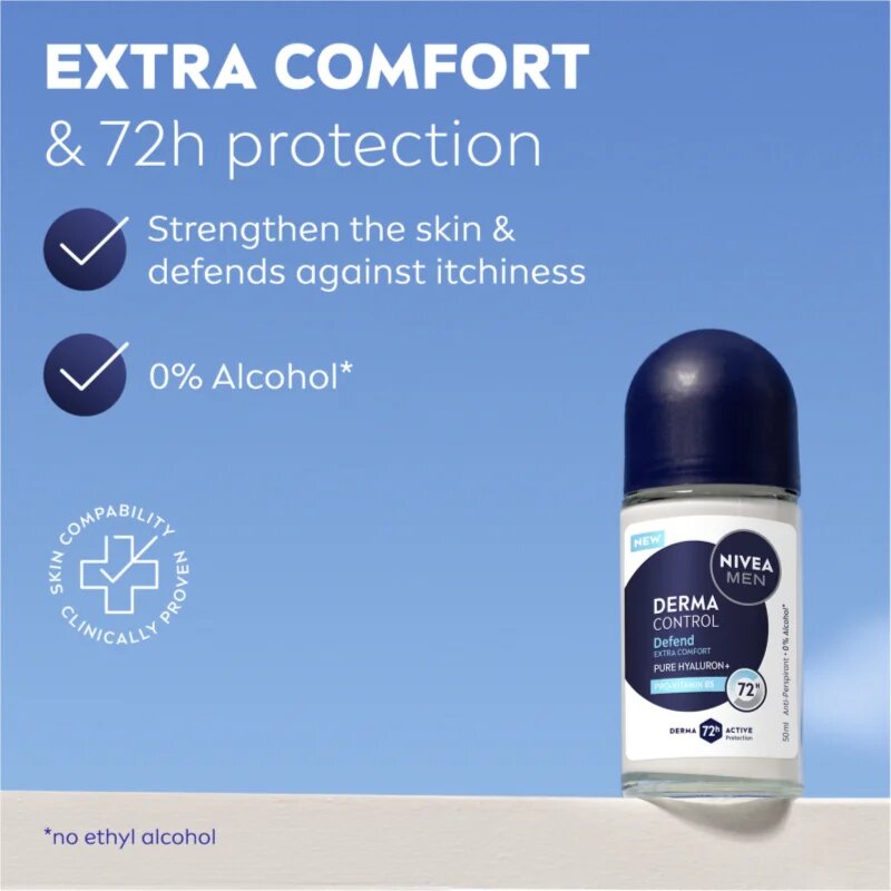 Nivea MEN Derma Control Defend anti-transpirant roll-on za moške 50 ml