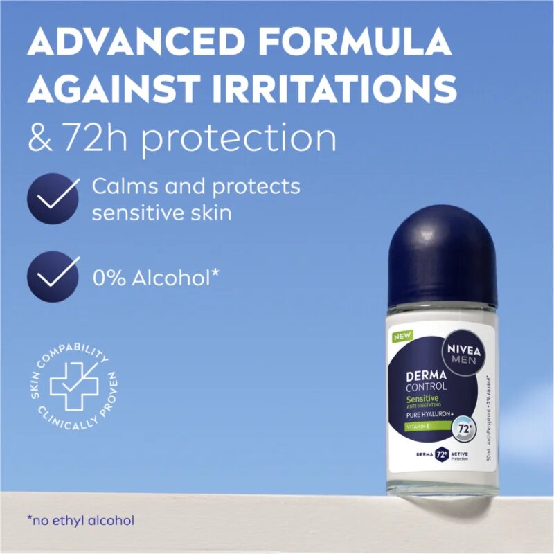 Nivea MEN Derma Control Sensitive anti-transpirant roll-on za občutljivo kožo 50 ml