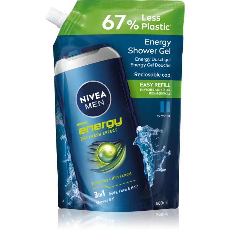 Nivea MEN Energy gel za prhanje za moške nadomestno polnilo 500 ml