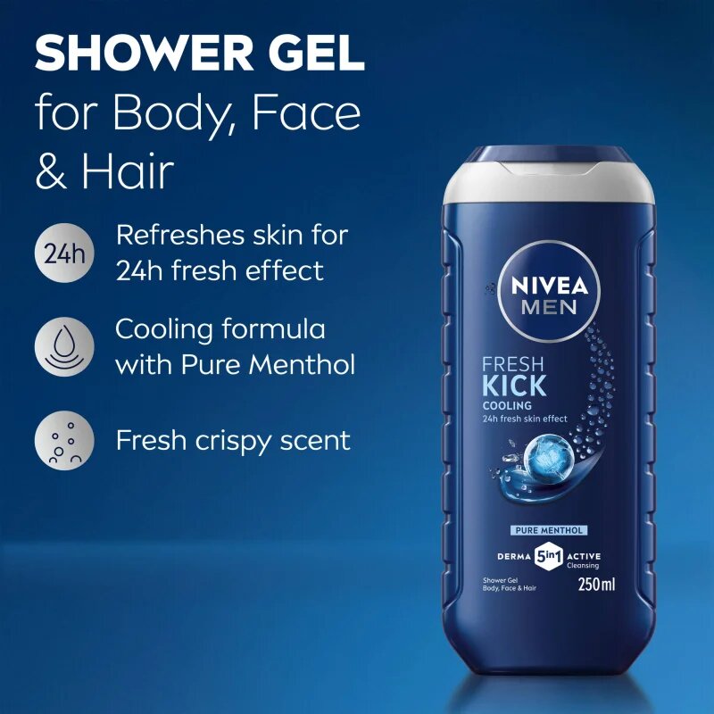Nivea MEN Fresh Kick gel za prhanje za moške 250 ml