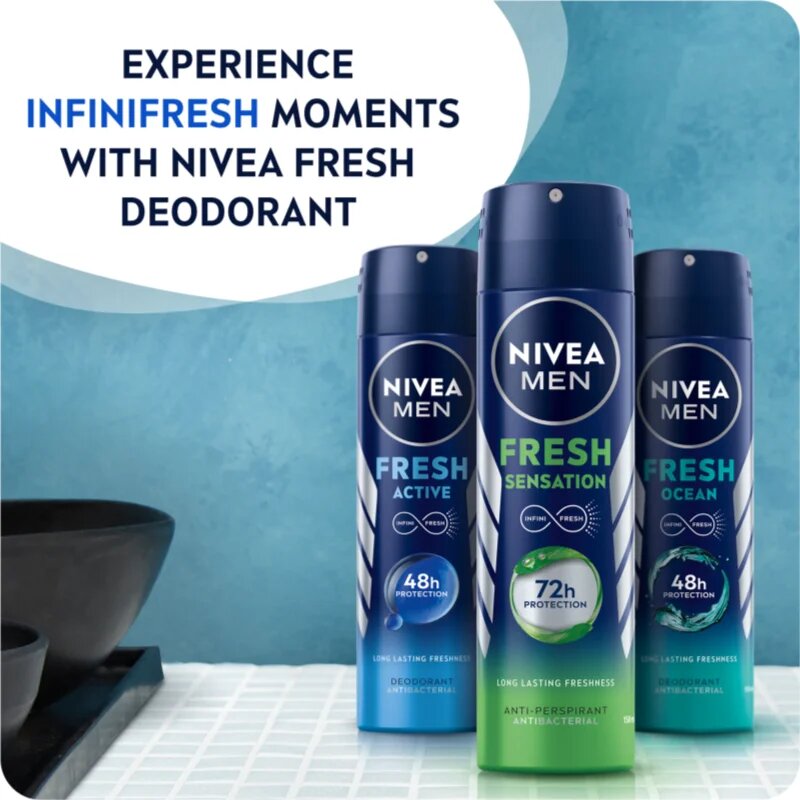 Nivea MEN Fresh Sensation antiperspirant v pršilu 72 ur za moške 150 ml