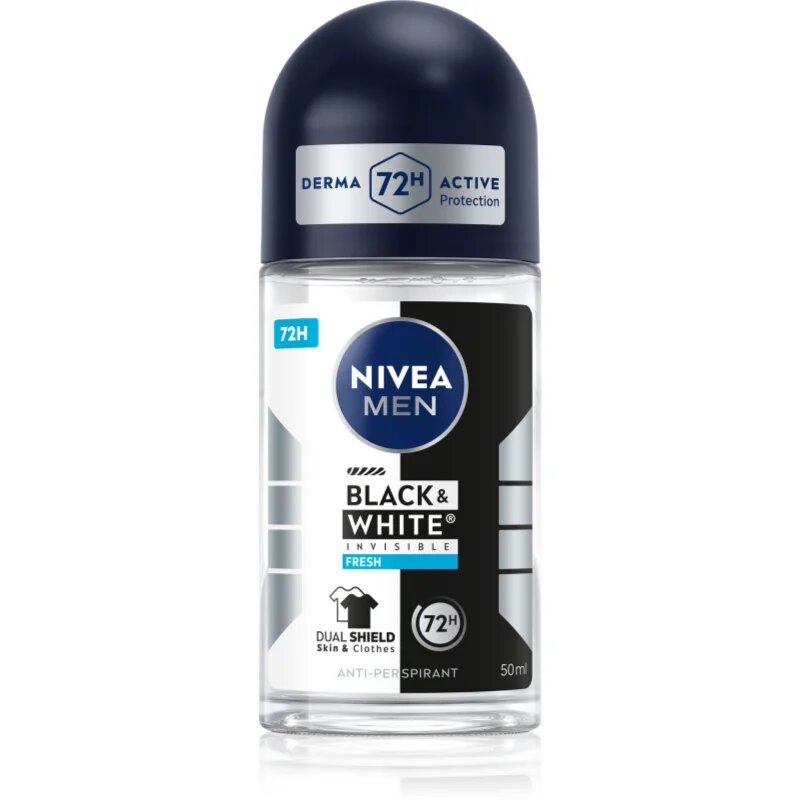Nivea MEN Invisible Black & White Fresh anti-transpirant roll-on za moške 50 ml