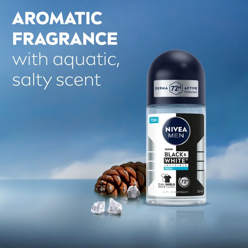 Nivea MEN Invisible Black & White Fresh anti-transpirant roll-on za moške 50 ml