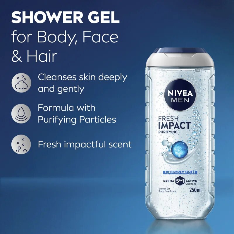 Nivea Men Pure Impact gel za prhanje za moške 250 ml