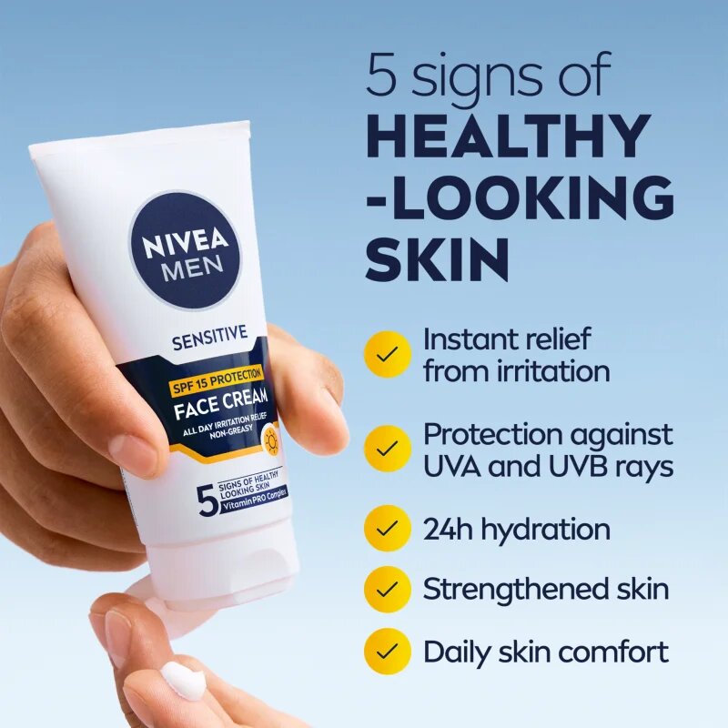 Nivea MEN Sensitive zaščitna krema za moške SPF 15 75 ml