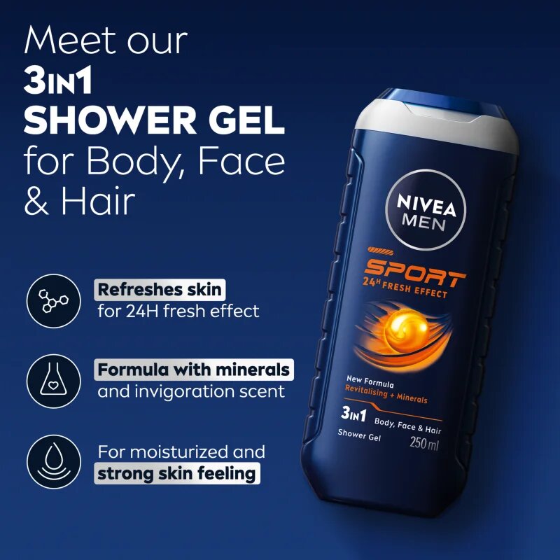 Nivea MEN Sport gel za prhanje za moške ugodno pakiranje