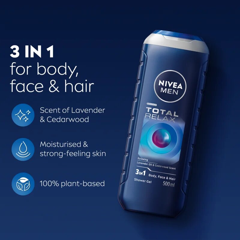 Nivea MEN Total Relax relaksacijski gel za prhanje 500 ml